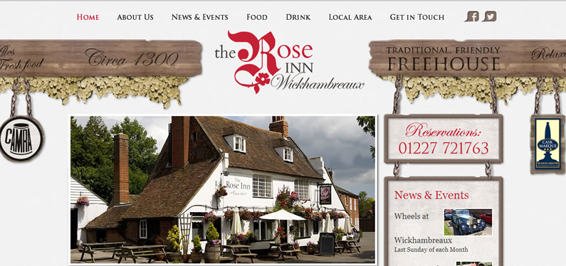 Website design for the pub in Canterbury